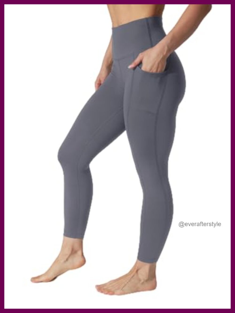 High Waisted Ankle Leggings with Pockets, Elastic Free, Yoga Running Athletic